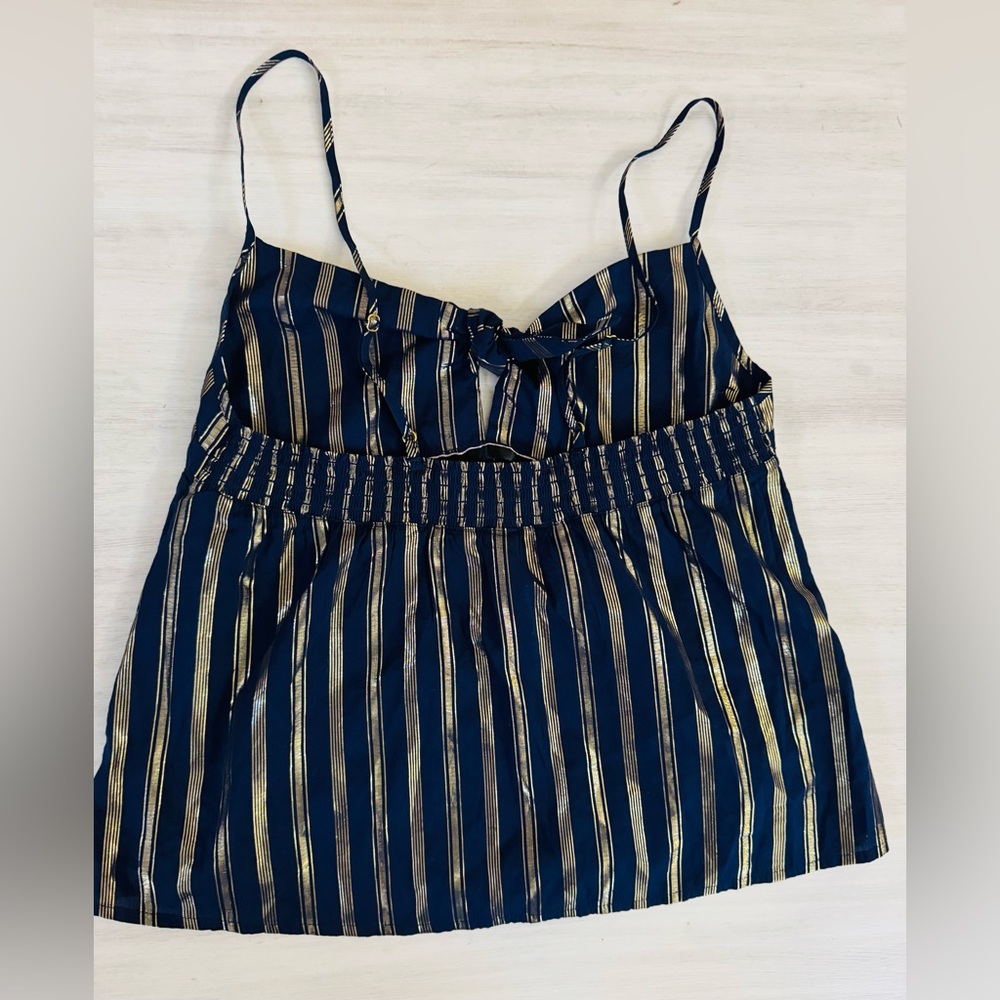 Vintage Y2K Victoria’s Secret Navy w/ Gold Stripes Woman’s Blouse Size Medium‎ - Picture 6 of 6